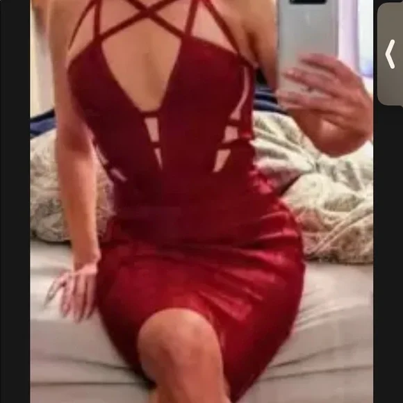 Herve Leger Sexy Red Cut out Dress - Picture 5 of 5
